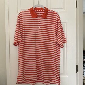 Vintage Turtleson Golf Shirt Striped Orange White Large